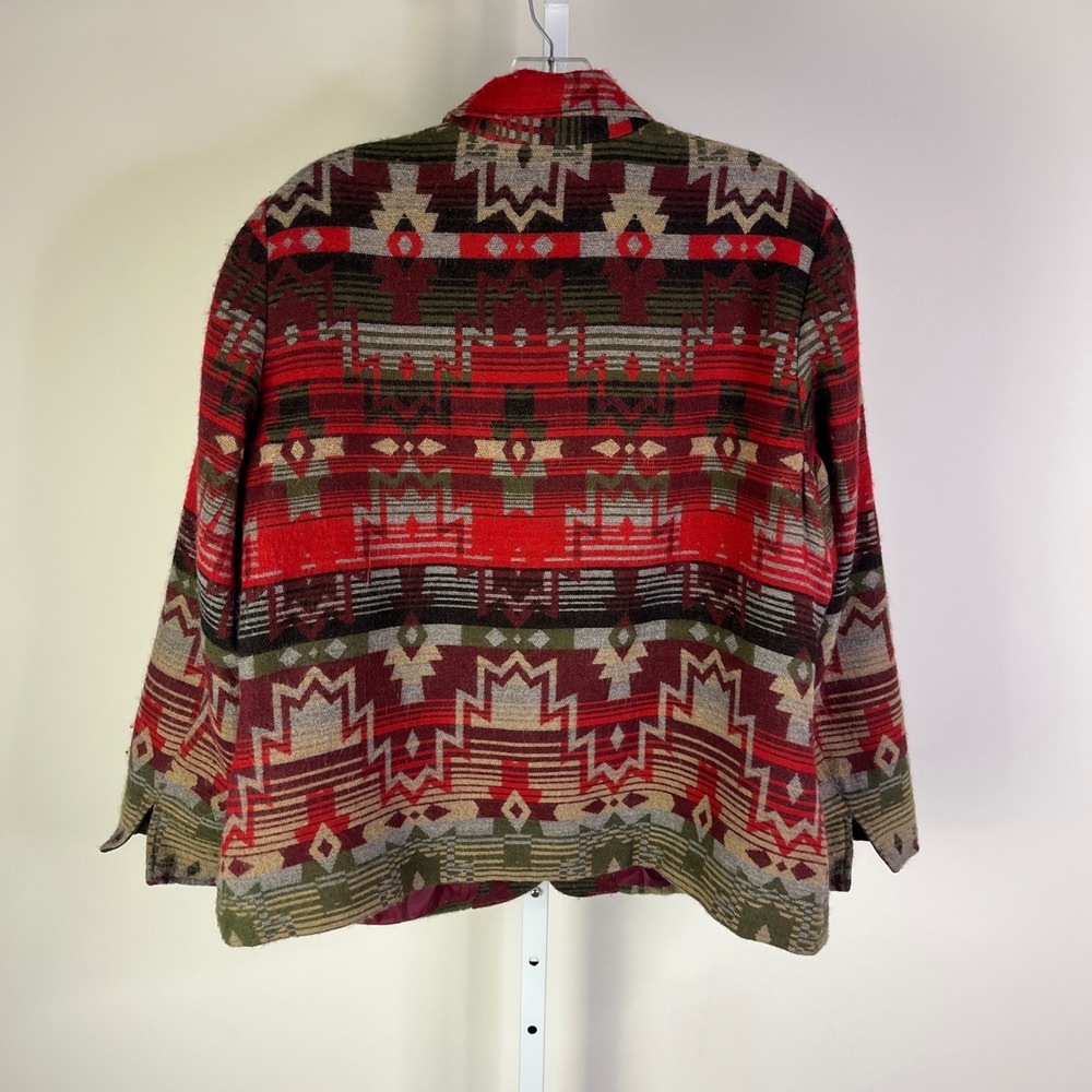 Coldwater Creek Womens 16 Red Southwestern Geometric Aztec Tapestry Jacket Boho - Picture 7 of 10
